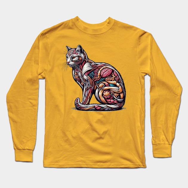 cat anatomy Long Sleeve T-Shirt by wizooherb